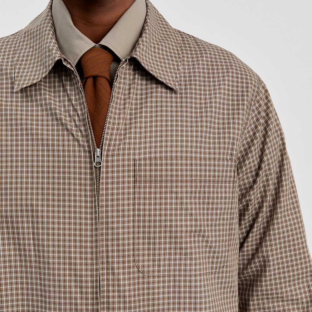 Another Aspect - Chemise Zip 1.0 - Khaki Marron Check - Image 4