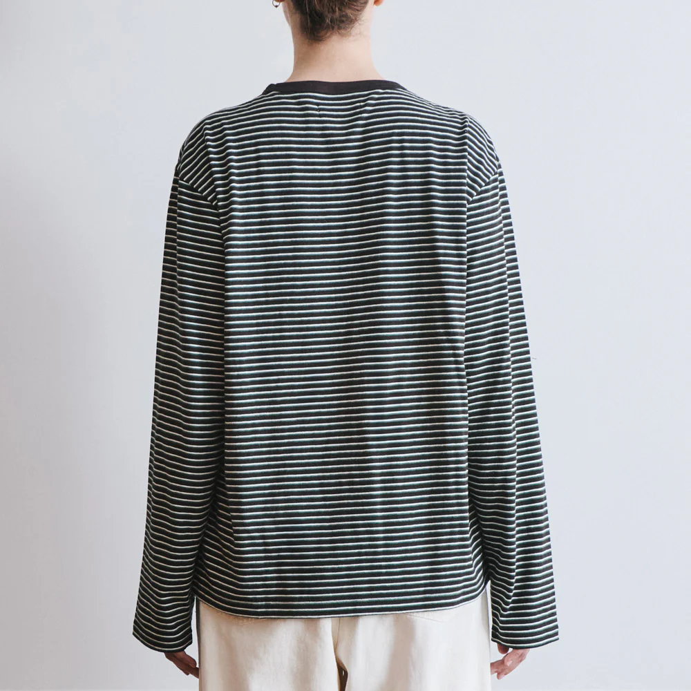 Another Aspect x Merci - T-shirt Rayé - Marron Vert - Image 5