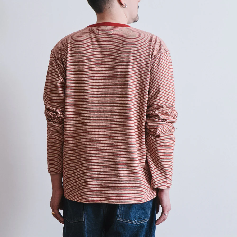 Another Aspect x Merci - T-shirt Rayé - Rouge Marron - Image 2