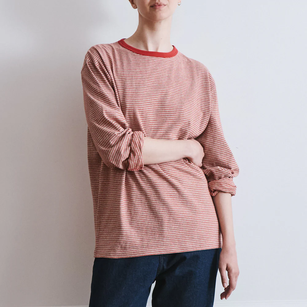 Another Aspect x Merci - T-shirt Rayé - Rouge Marron - Image 3