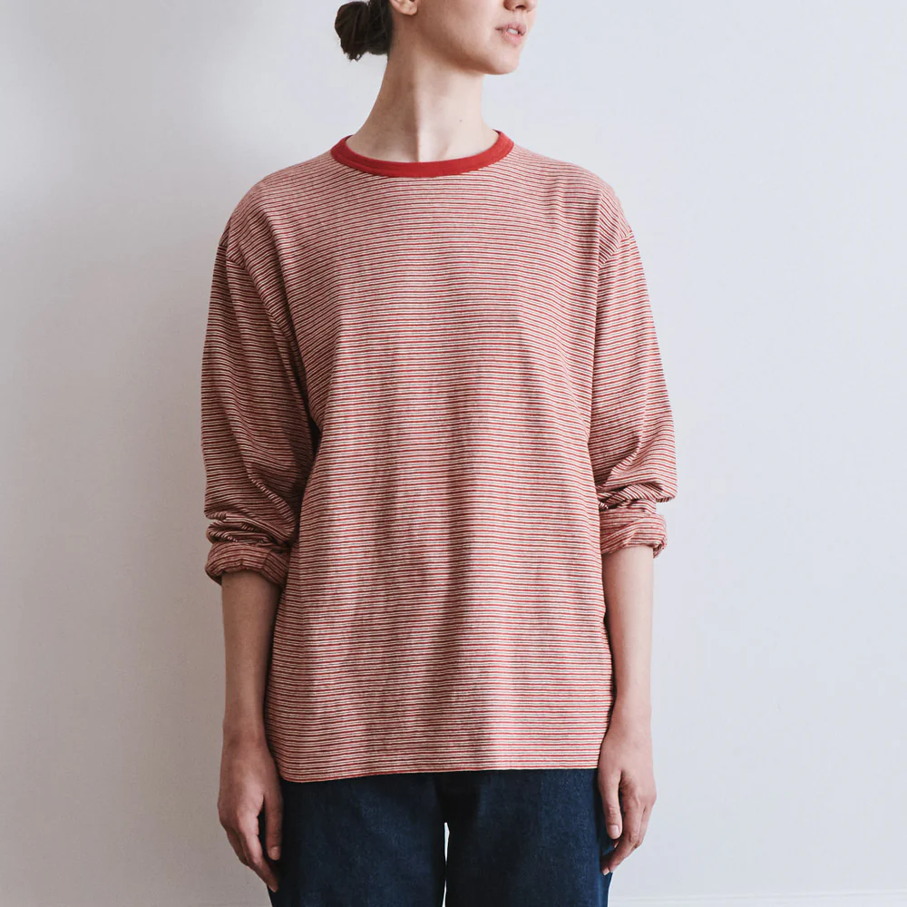 Another Aspect x Merci - T-shirt Rayé - Rouge Marron - Image 4