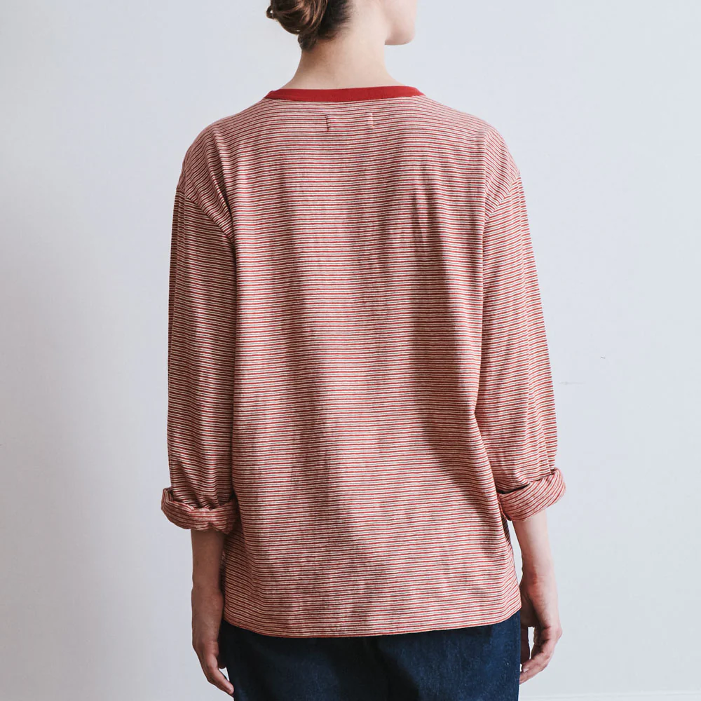 Another Aspect x Merci - T-shirt Rayé - Rouge Marron - Image 7