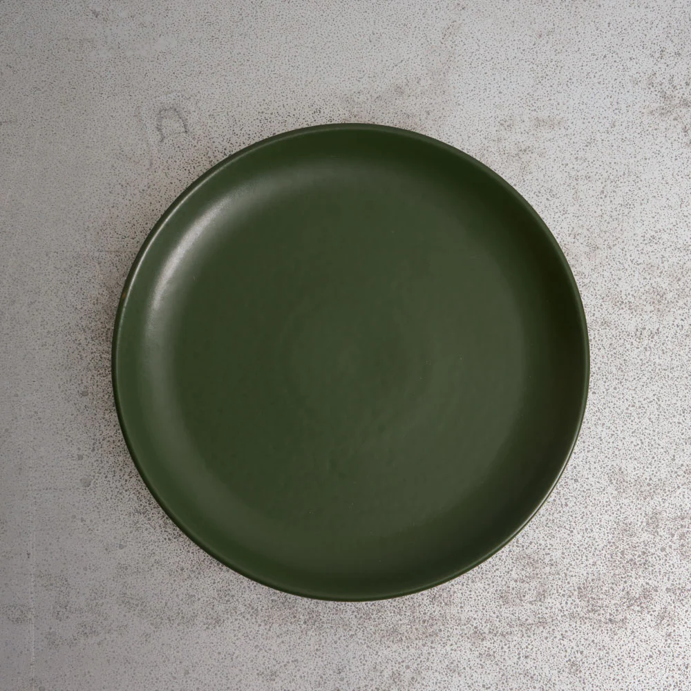 Merci - Assiette plate en grès - Kaki