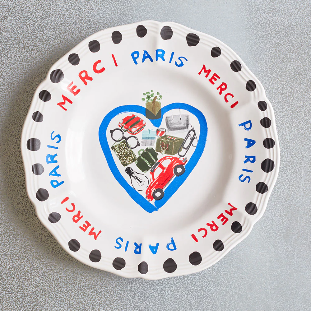 Assiette plate en faïence Merci - Image 6
