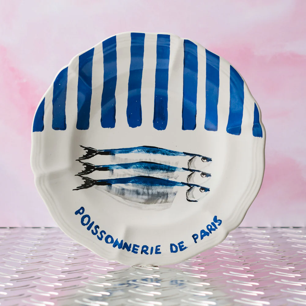 Assiette plate en faïence Poissonnerie