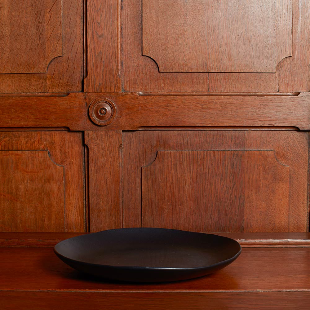 Assiette plate en grès - Noir - Image 3