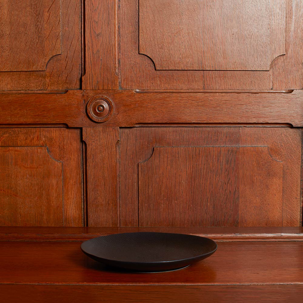 Assiette plate en grès - Noir - Image 4