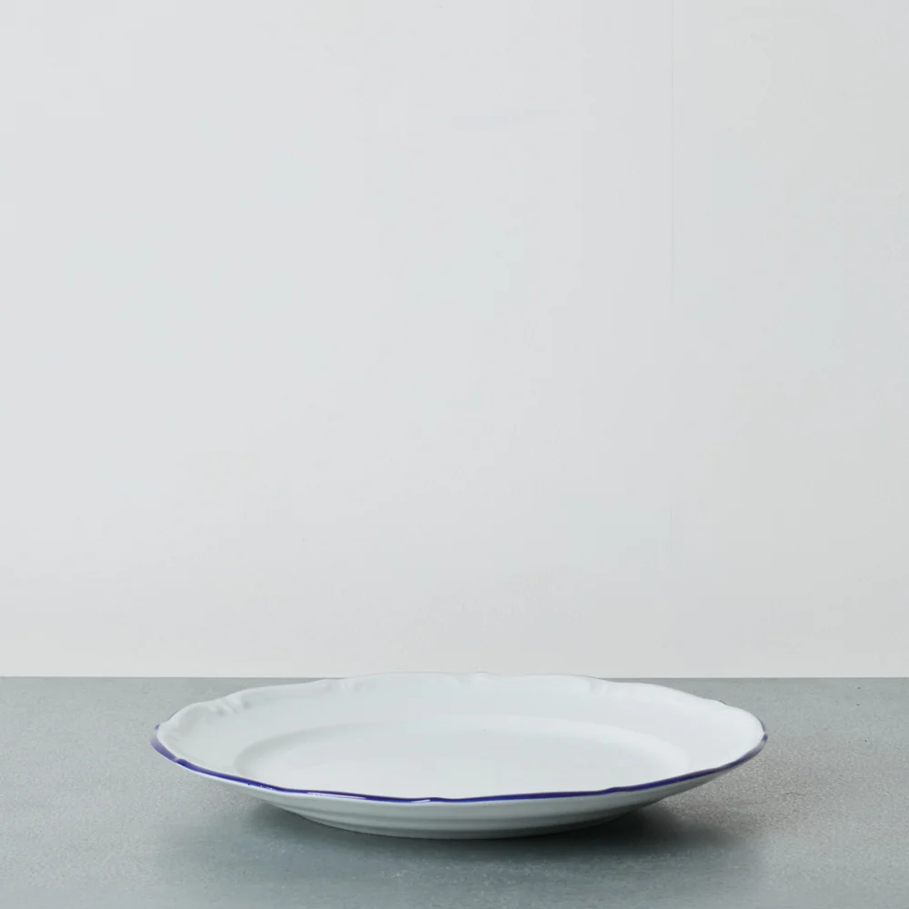 Assiette plate Marina - Blanc et bleu