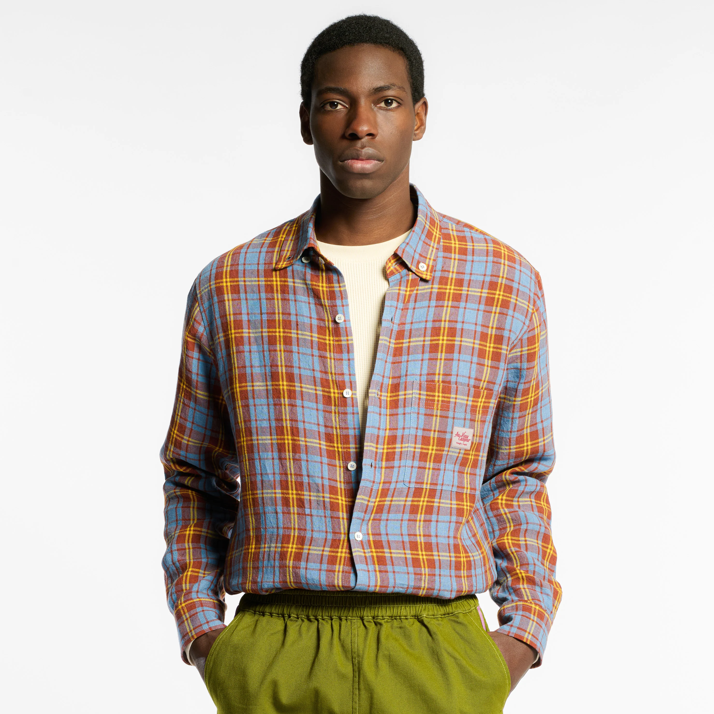 Au Vieux Campeur - Chemise Elmer Ă Carreaux - Marron Bleu & Jaune - Image 2