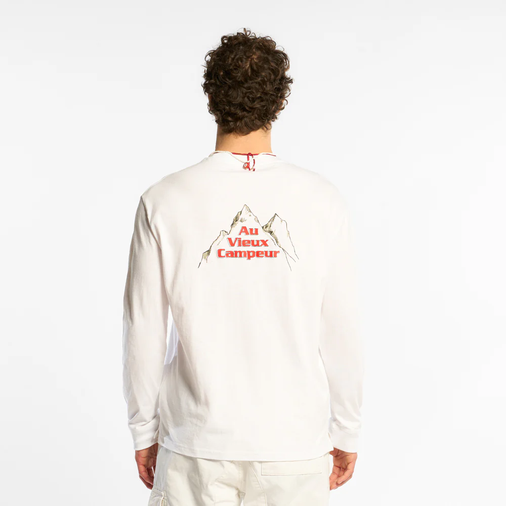 Au Vieux Campeur - T-shirt Manches Longues Grimpeur - Blanc imprimé - Image 3