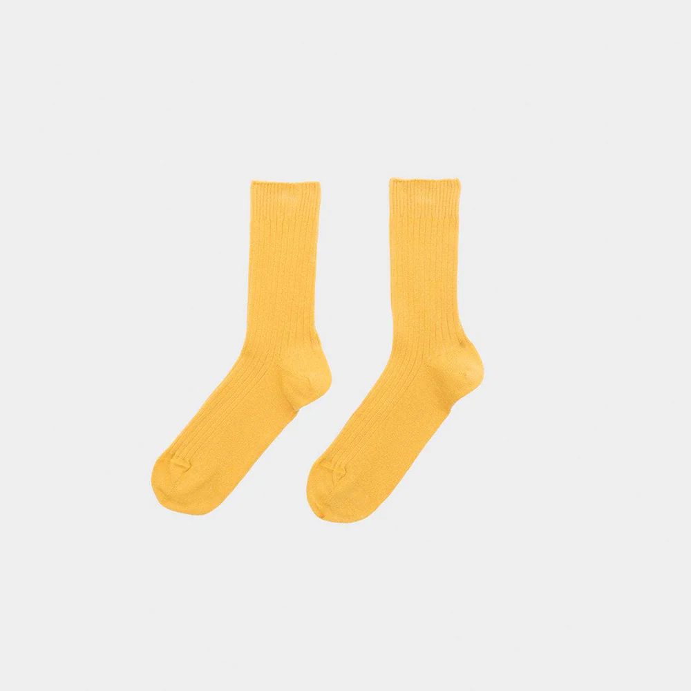 Baserange - Chaussettes Mi-Hautes Côtelées - Dacty Yellow
