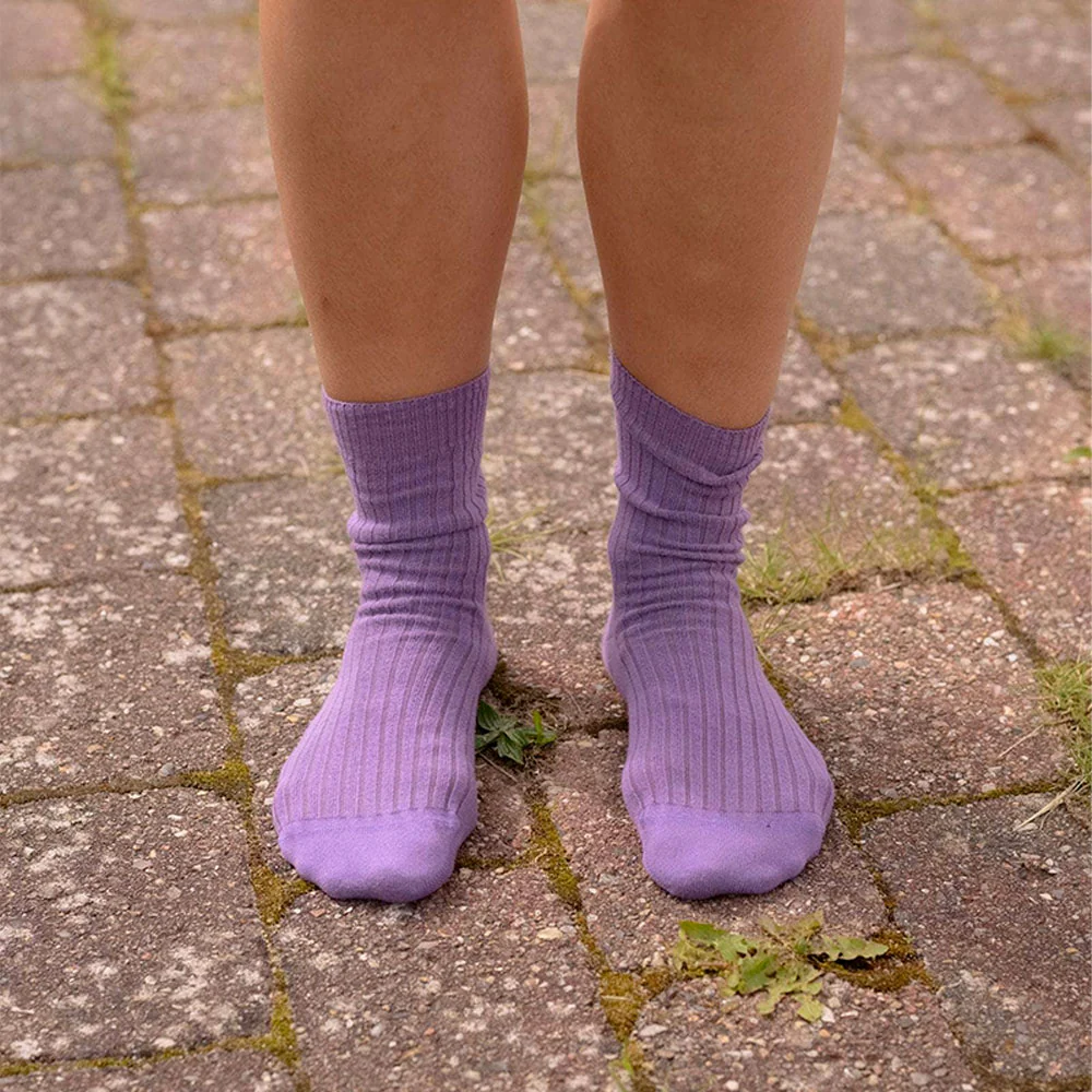Baserange - Chaussettes Mi-Hautes Côtelées - Poa Purple - Image 2