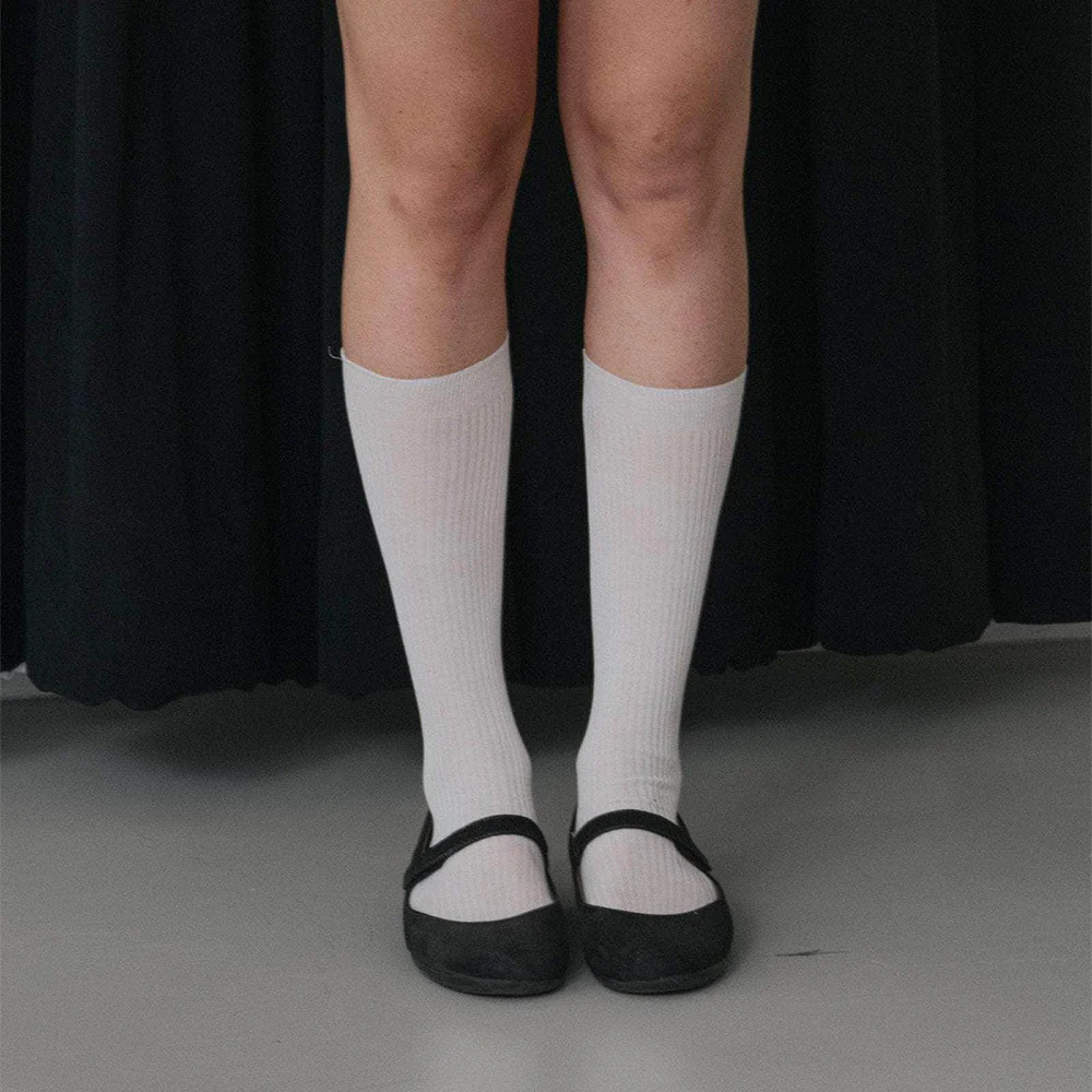 Baserange - Chaussettes Mi-Hautes Côtelées - Undyed - Image 5