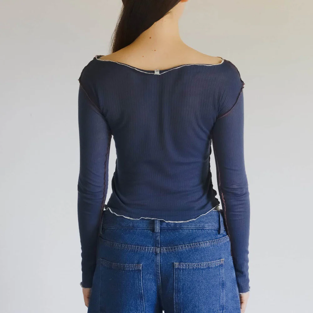 Baserange - T-Shirt Vein - Preston Blue - Image 4