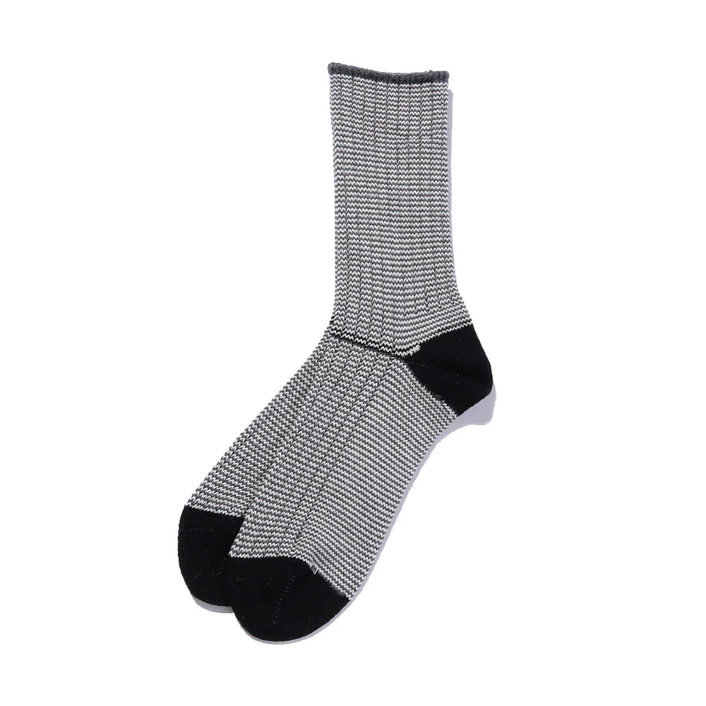 Beams Plus - Chaussettes Rib Pinstripe - Noir & Blanc