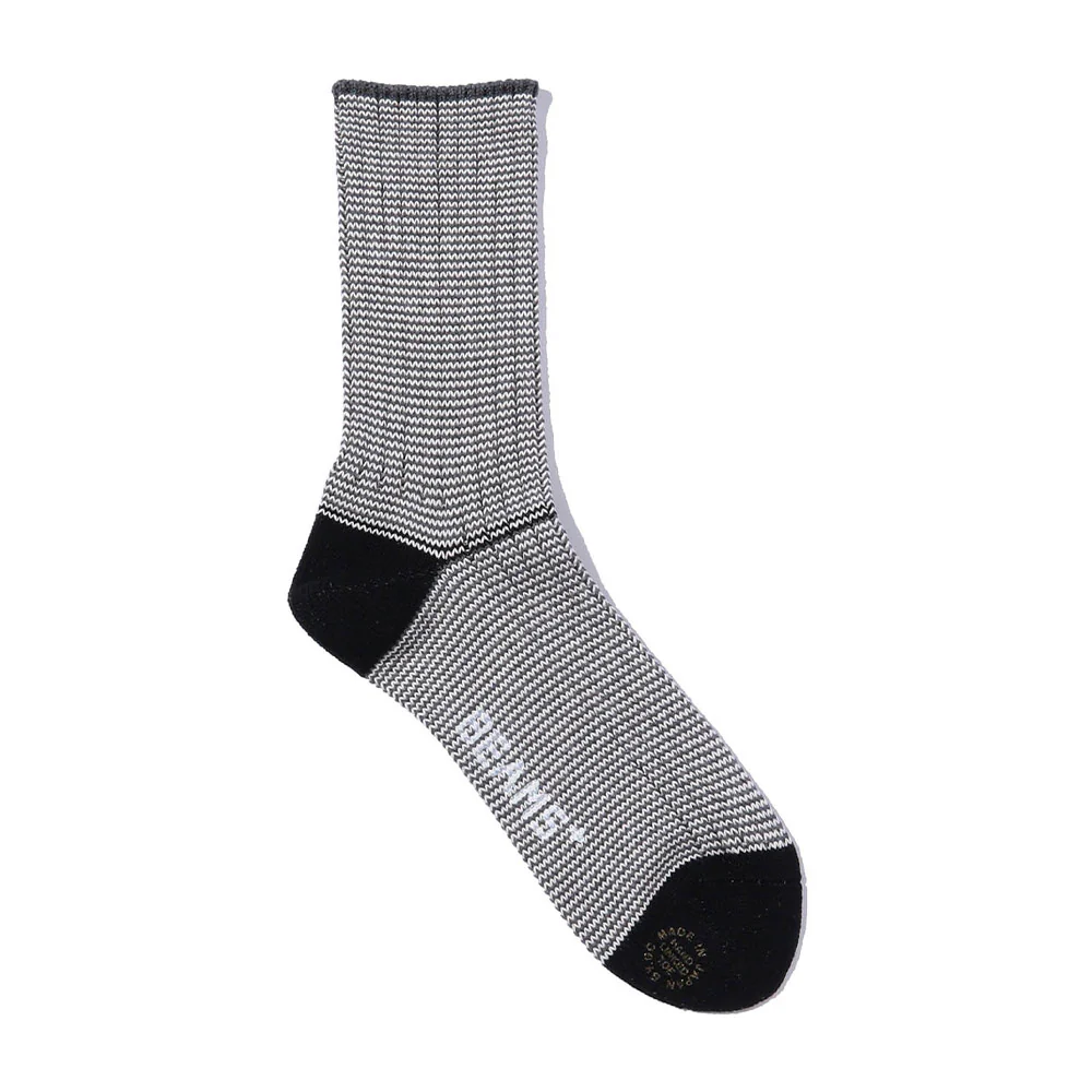 Beams Plus - Chaussettes Rib Pinstripe - Noir & Blanc - Image 2