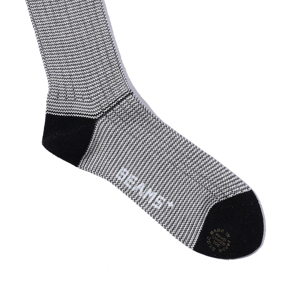 Beams Plus - Chaussettes Rib Pinstripe - Noir & Blanc - Image 4