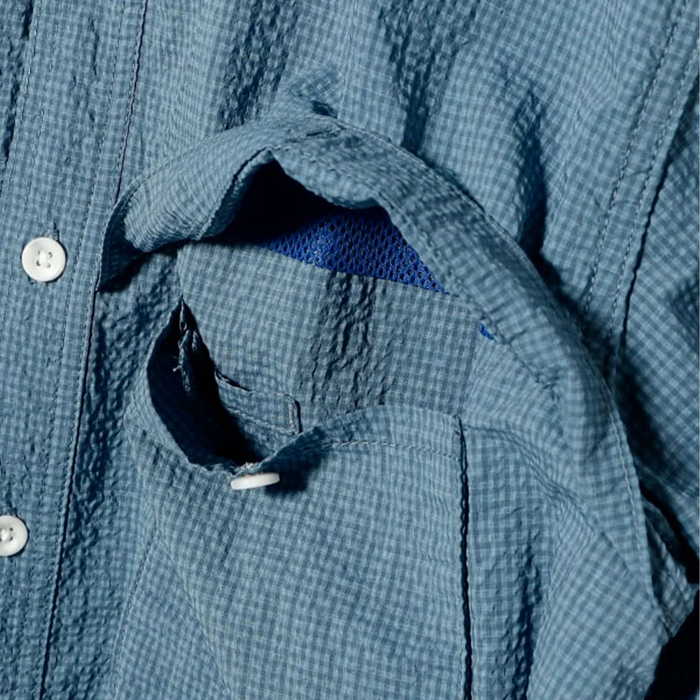Beams Plus - Chemise Adventure Gingham - Bleu - Image 5