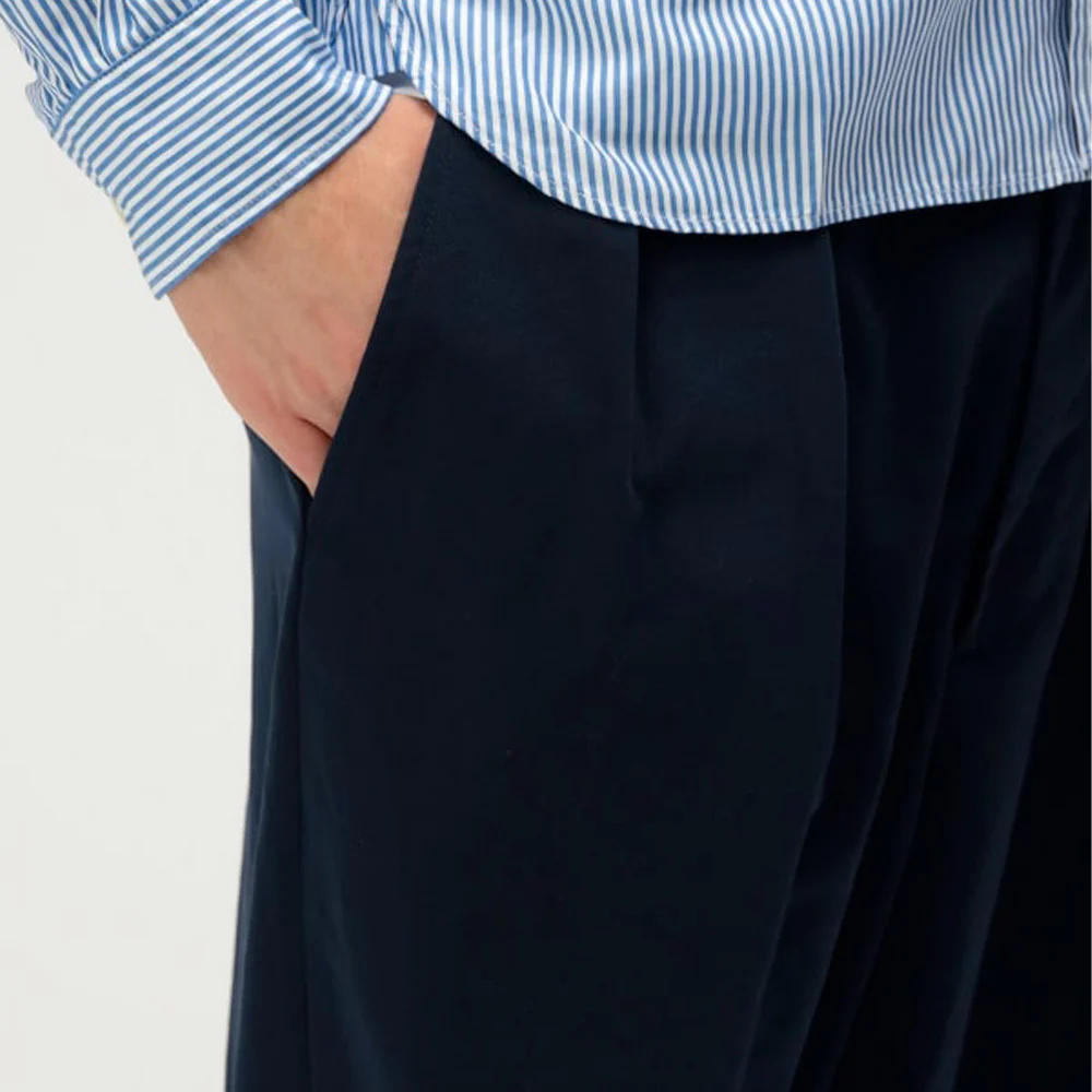Beams Plus - Pantalon 2 Pleats PE Twill - Marine - Image 3