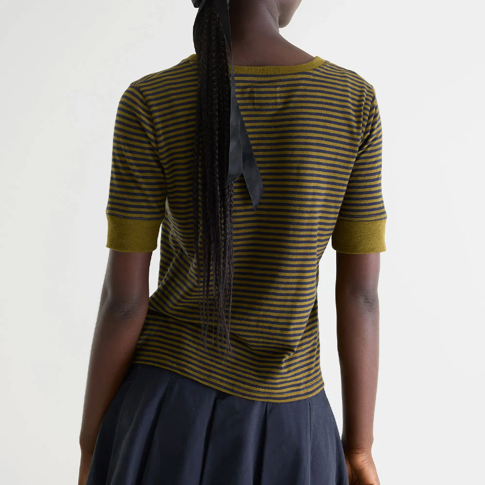Bellerose - T-shirt slim Ă rayures Cias - Olive - Image 2