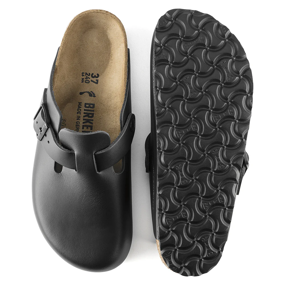 Birkenstock - Sabots Boston en cuir naturel - Noir - Image 4