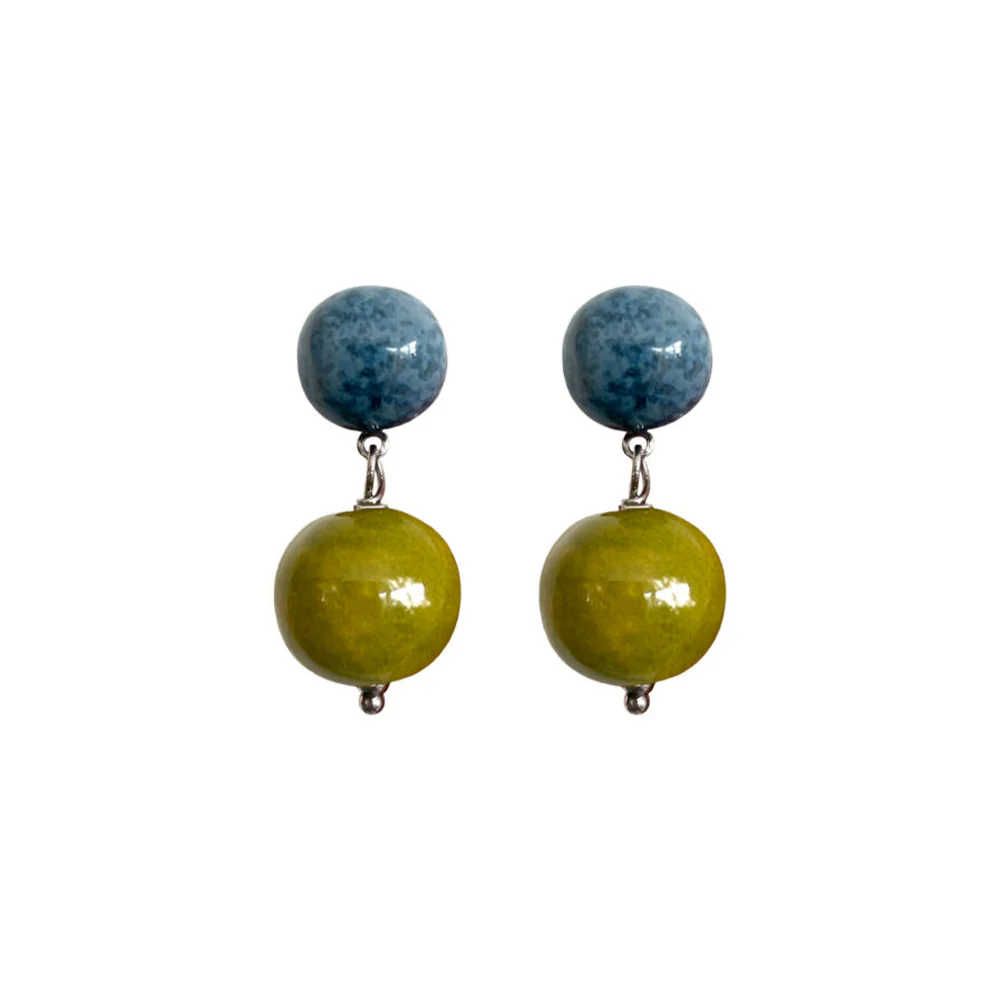 Blanca Olmos Studio - Boucles d'oreilles Las Gotas - Bleu & Lime