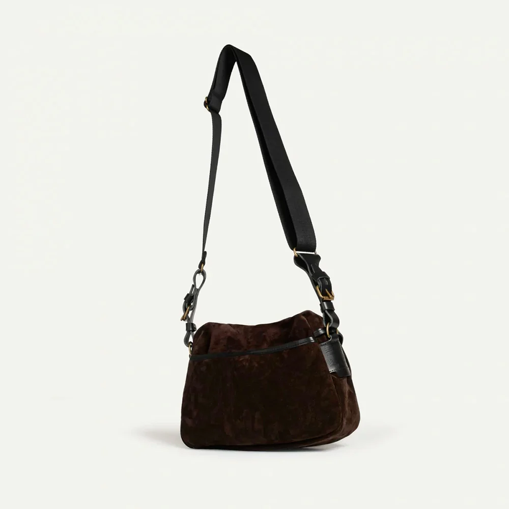 Bleu de Chauffe - Sac Musette du Pecheur XS - Marron Foncé - Image 3