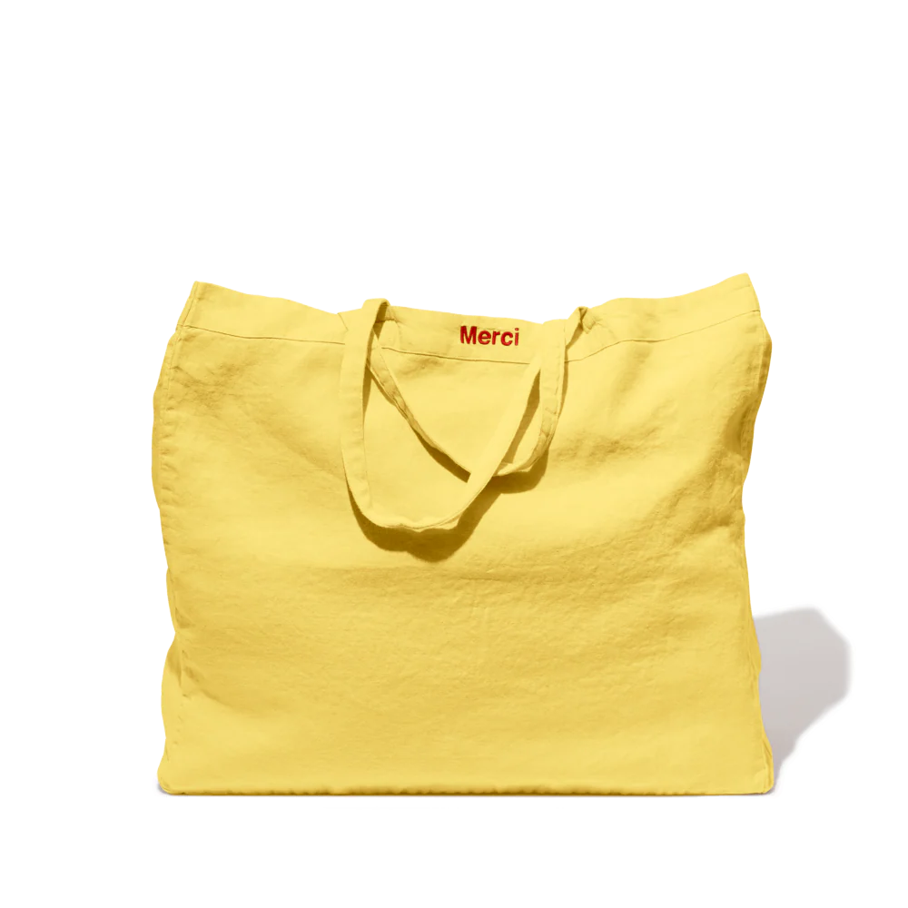 Cabas en lin lavé - Jaune Citronnade - Image 3
