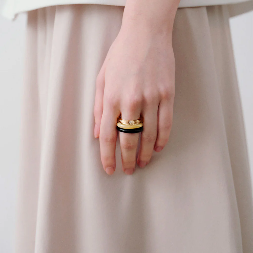 Cajal - Bague Felino Trio - Ambre & Blanc - Image 2