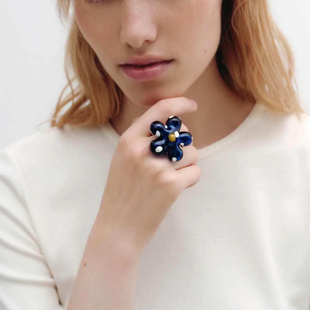 Cajal - Bague Polka - Bleu Blanc & Jaune - Image 2