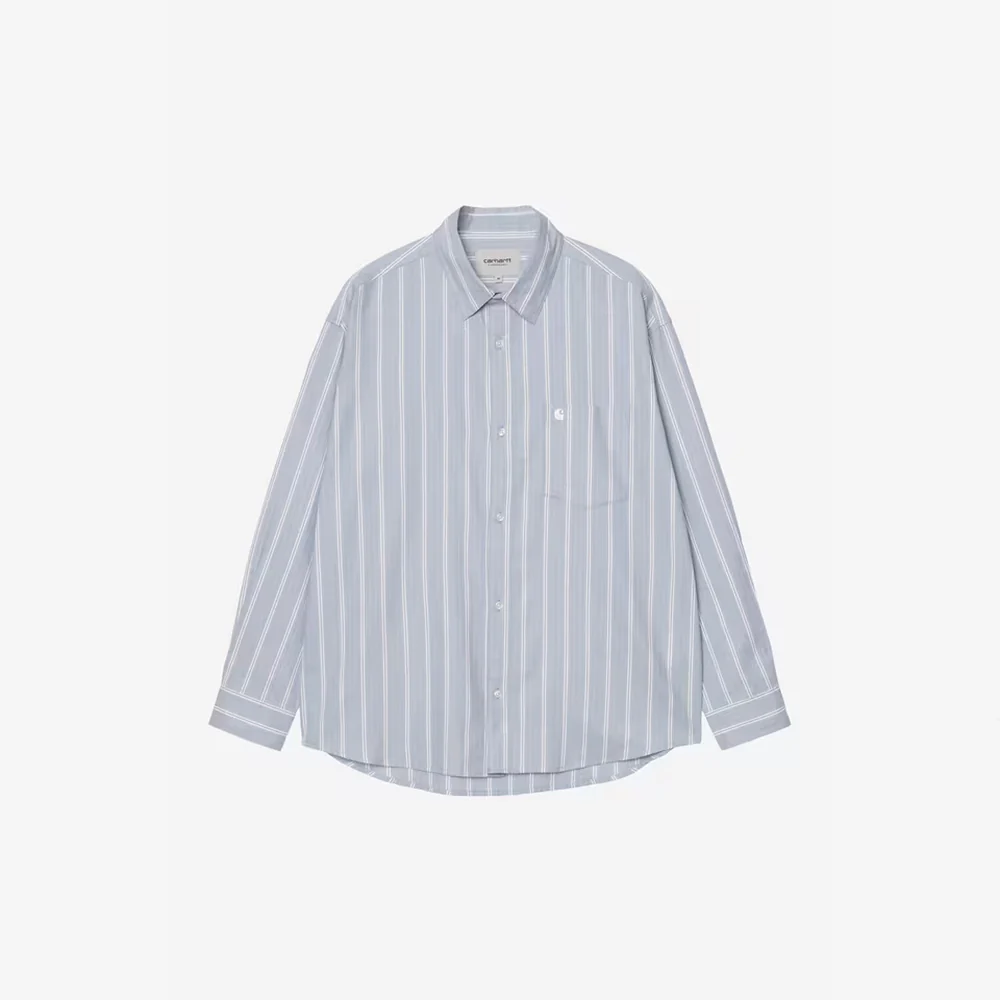 Carhartt WIP - Chemise Ls Beale - Gentle Bleu Blanc