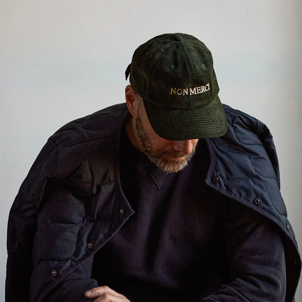 Casquette unisexe brodée Non Merci - Velours Vert