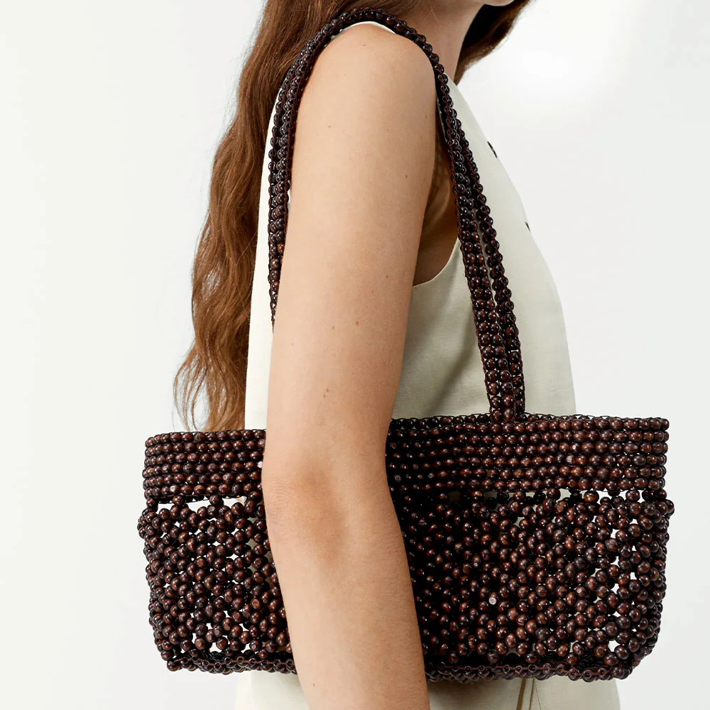 Cordera - Sac de Perles en Bois - Marron - Image 3