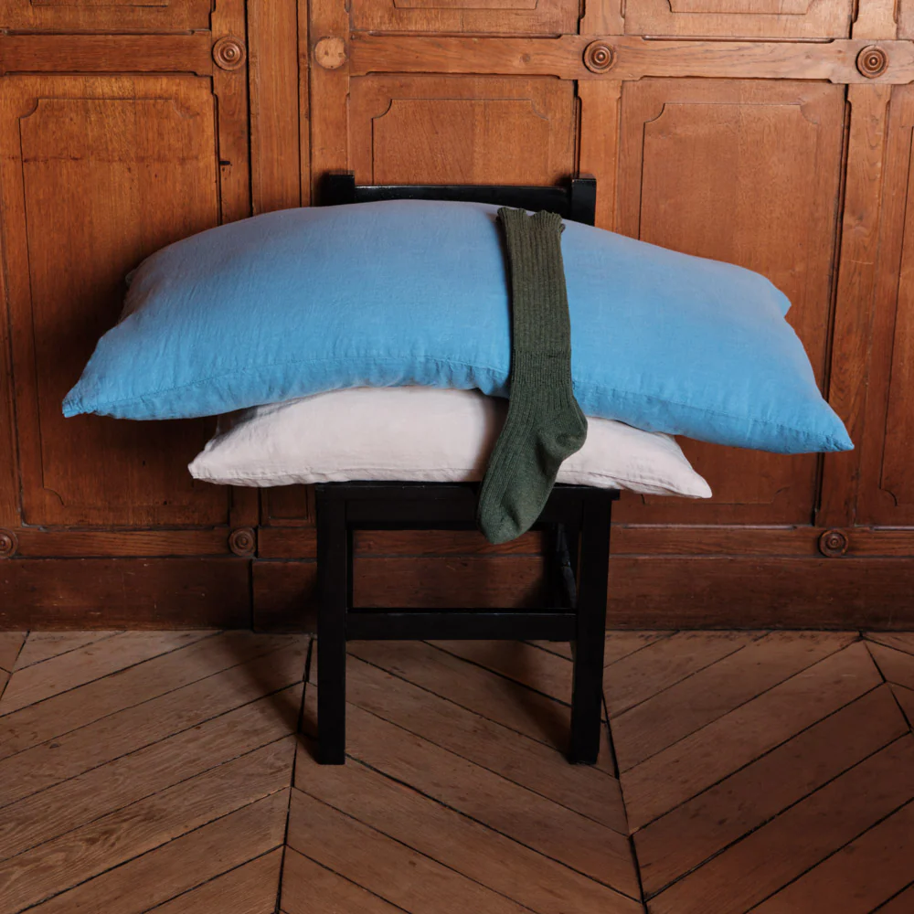 Coussin rectangle en lin lavé - Bleu Primaire - Image 4
