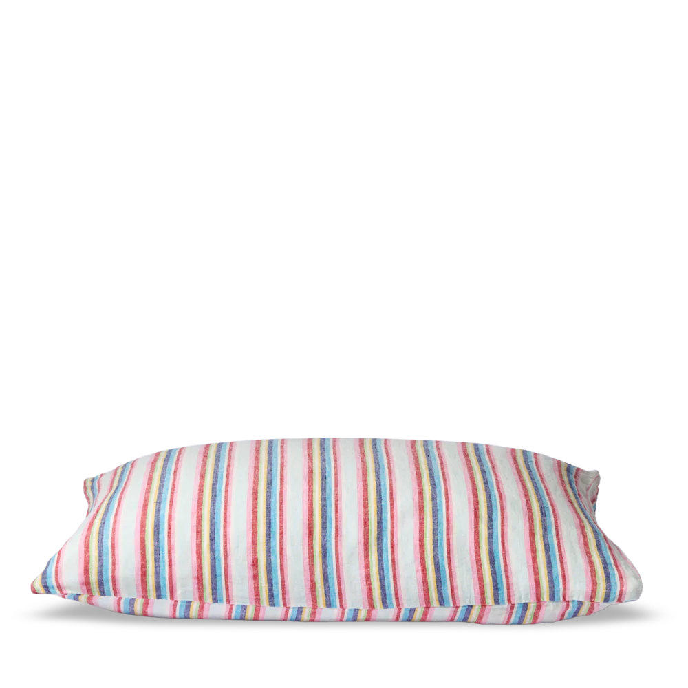Coussin rectangle en lin lavé - Rayures Parasol - Image 3