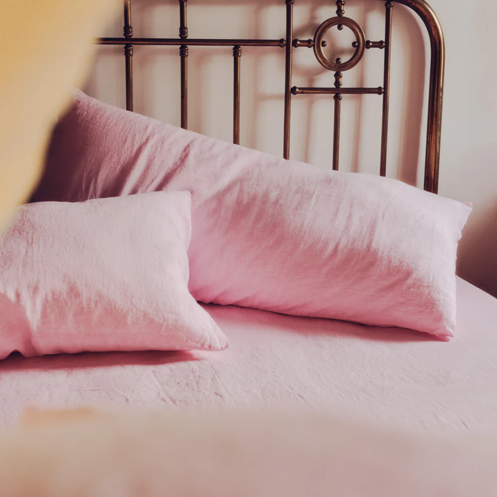 Coussin rectangle en lin lavé - Rose Granité - Image 4