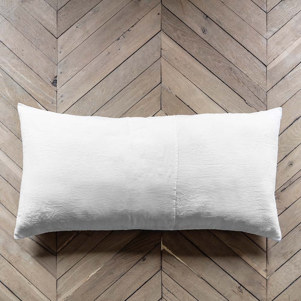 Coussin rectangle en lin lavé - Blanc Optique - Image 3