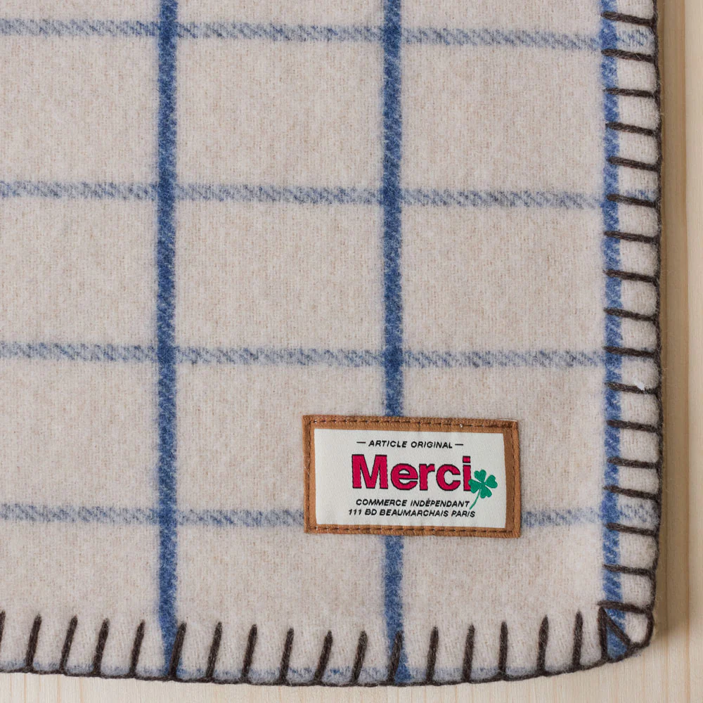Couverture Merci - Carreaux Bleu Shibori - Image 2
