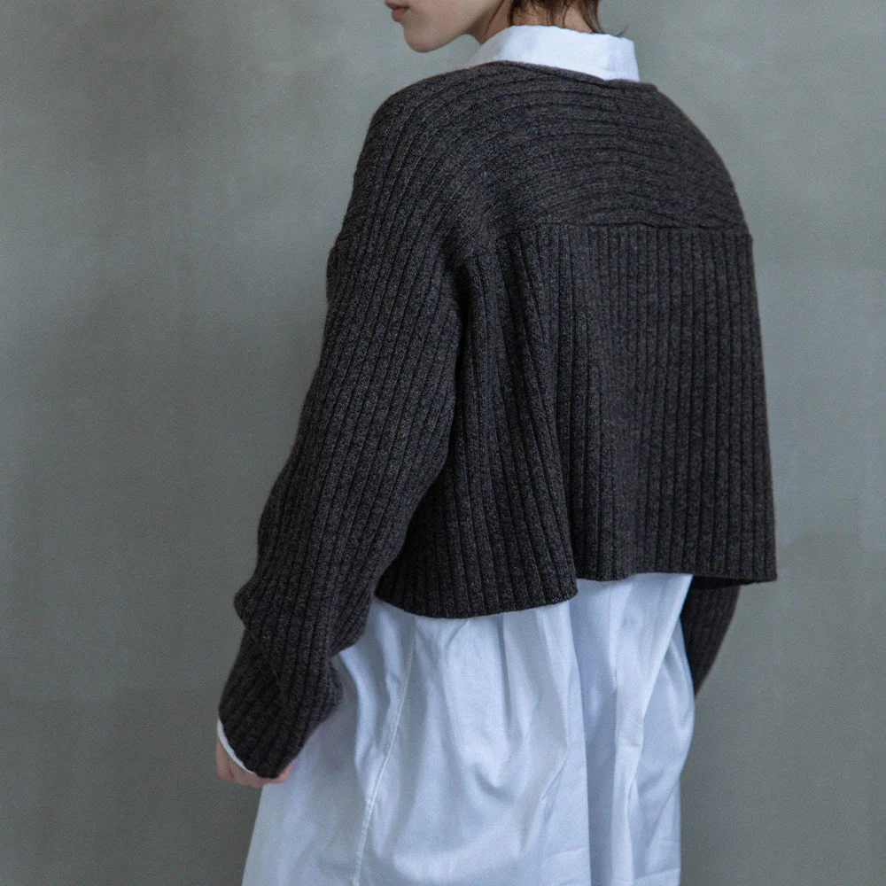 C.T.plage - Pull Col V Longsleeve Rib - Marron - Image 5