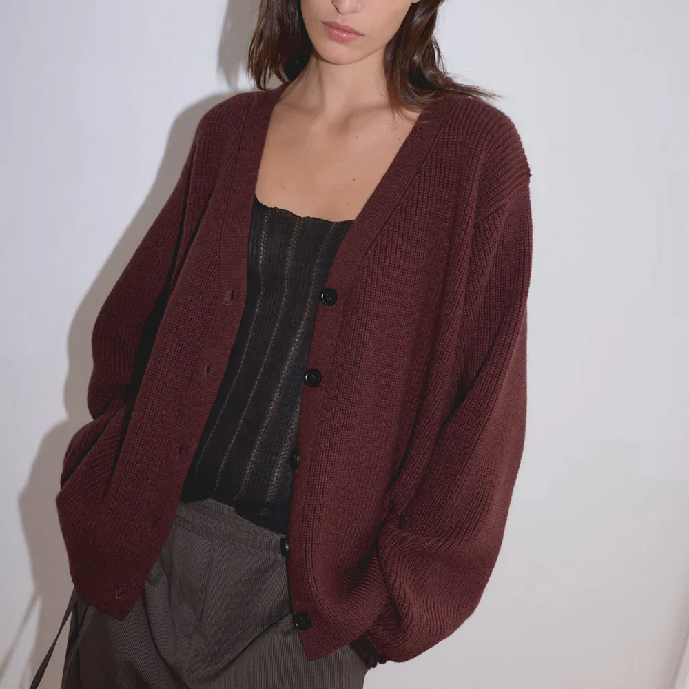 Deiji Studio - Cardigan Flounce - Burgundy - Image 3