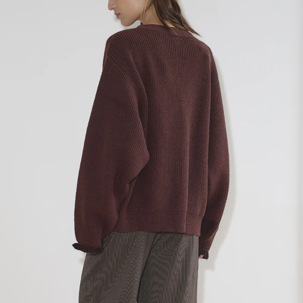 Deiji Studio - Cardigan Flounce - Burgundy - Image 5