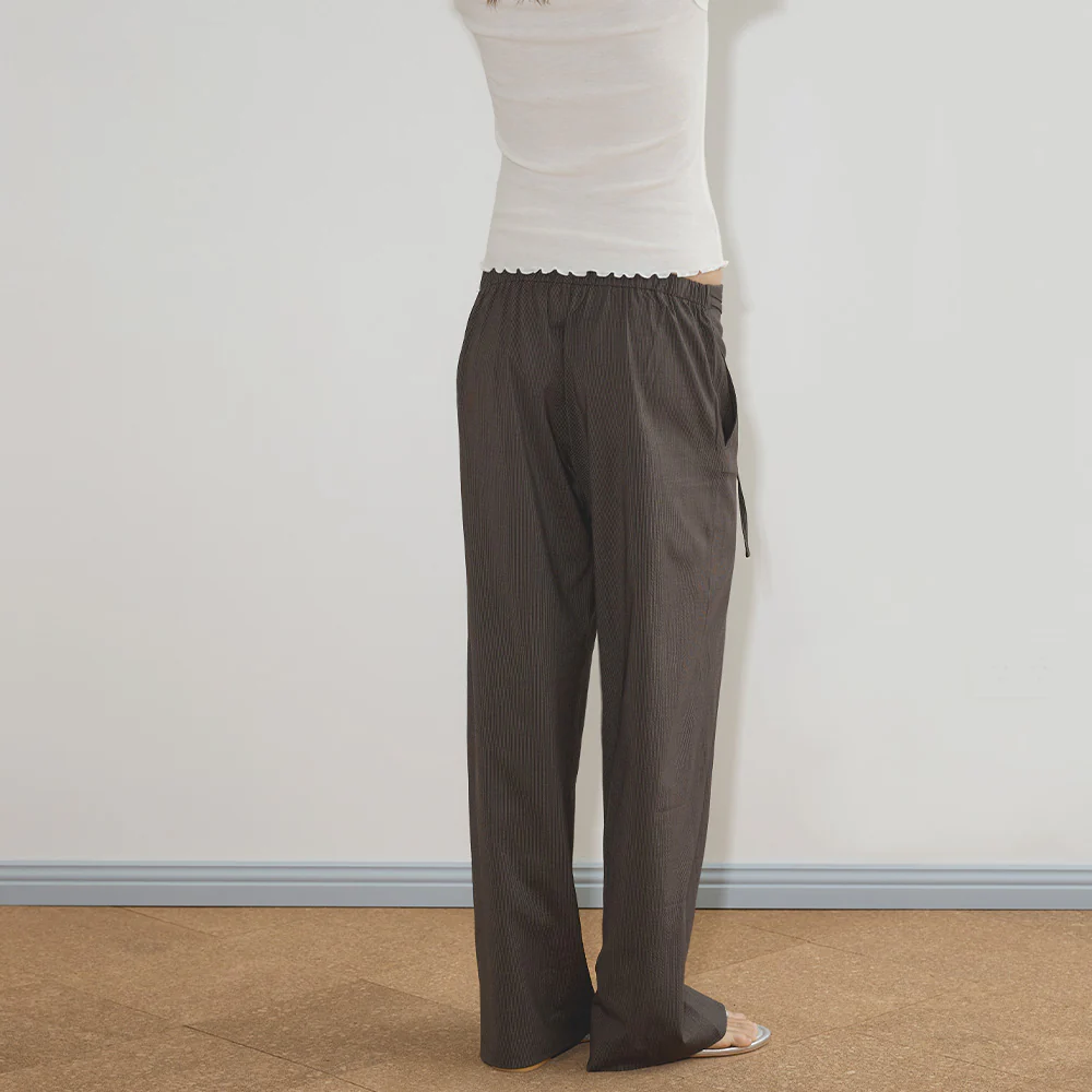 Deiji Studio - Pantalon Double Belted - Brown Stripe - Image 3