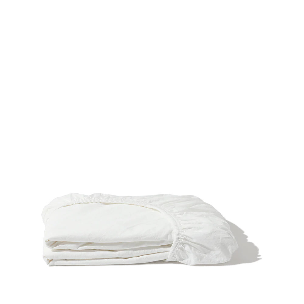 Drap-housse en percale de coton - Blanc Craie - Image 4