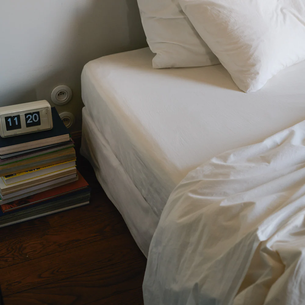 Drap-housse en percale de coton - Blanc Craie - Image 8