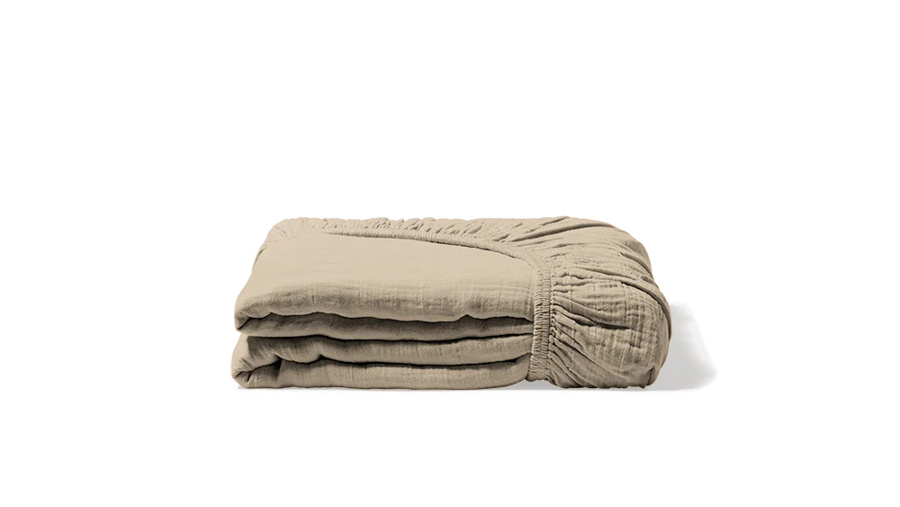 Drap-housse en gaze de coton - Beige Quai de Seine - Image 4