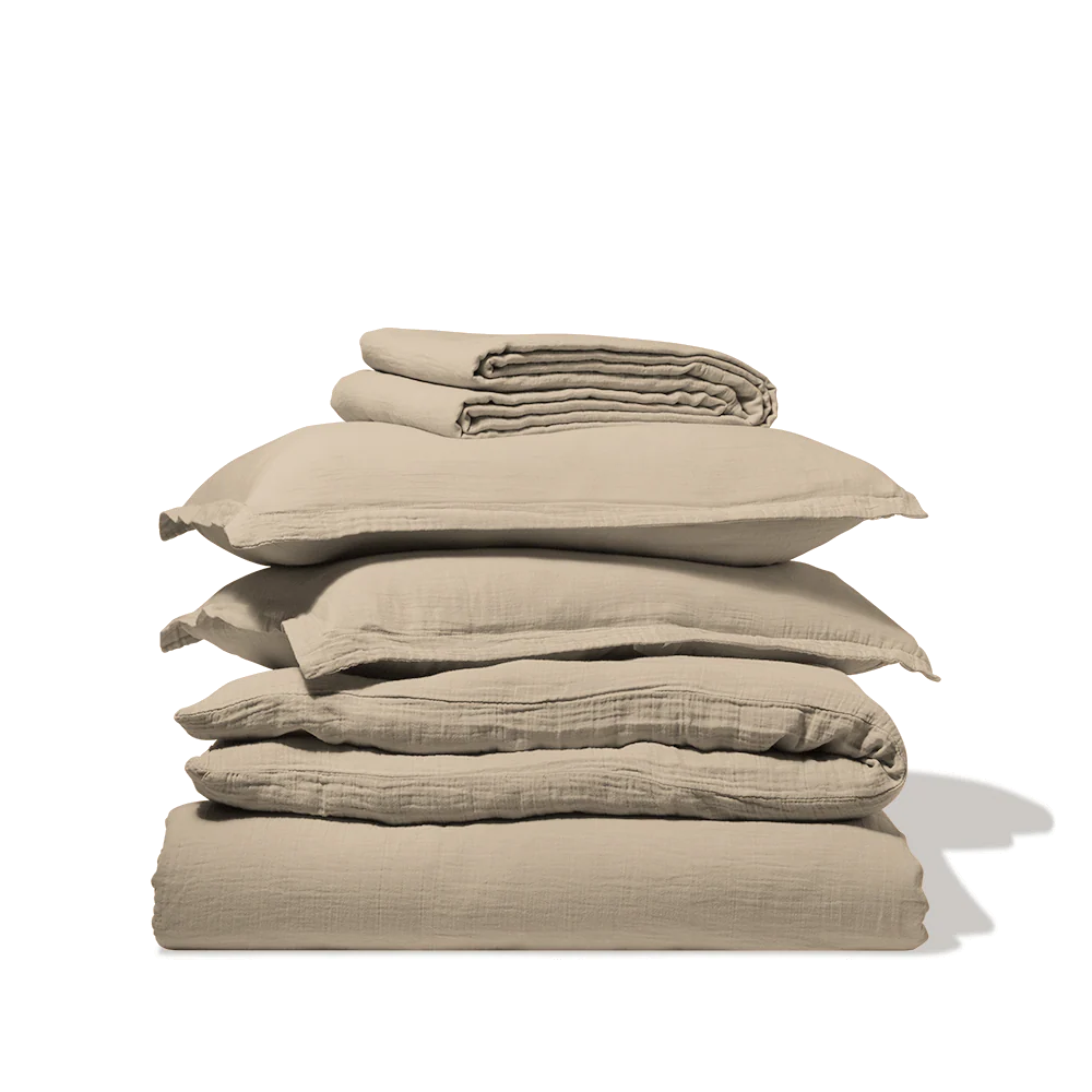 Drap-housse en gaze de coton - Beige Quai de Seine - Image 5