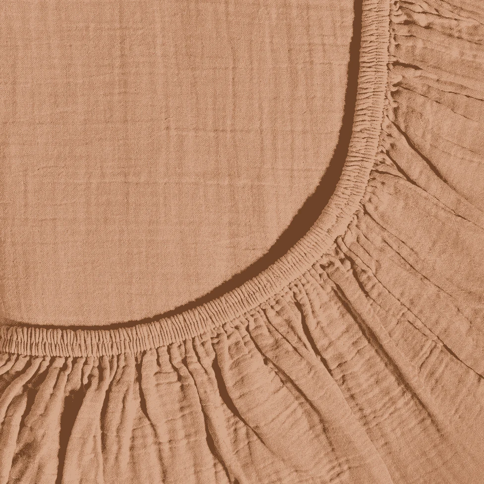 Drap-housse en gaze de coton - Brun Haussmann - Image 2