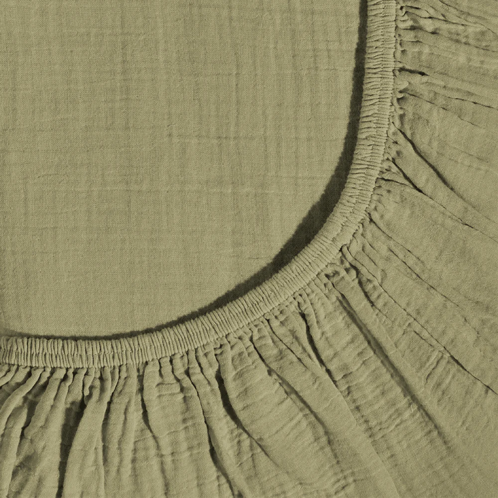 Drap housse en gaze de coton - Vert Saint Louis - Image 3