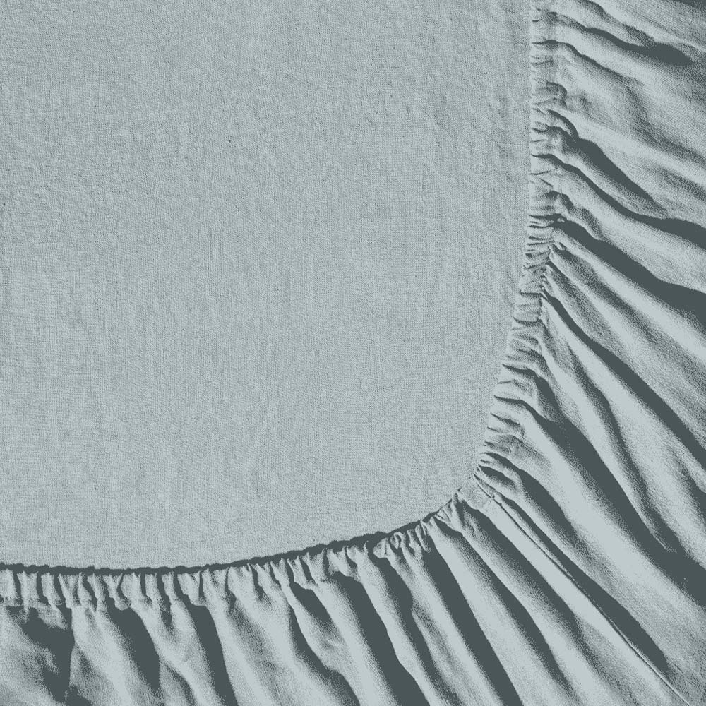 Drap-housse en lin lavé - Gris Vésuve - Image 4
