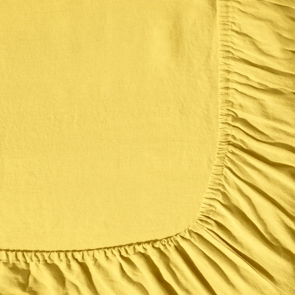 Drap housse en lin lavé - Jaune Citronnade - Image 2